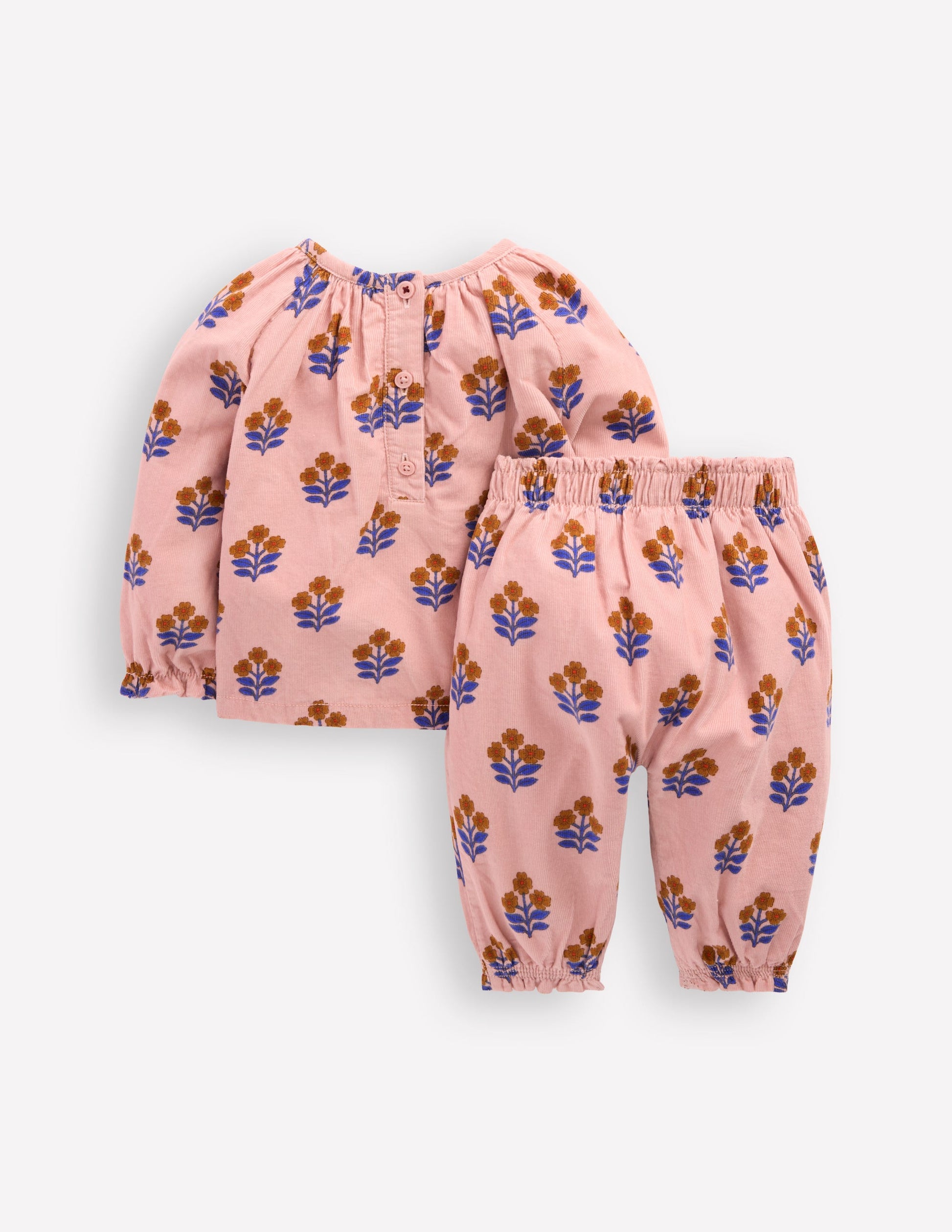 Woven Co-ord Play set-Pink Vintage Woodblock-2