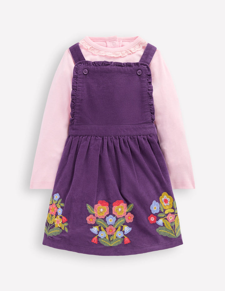 Embroidered Woven Pinnie Set-Mystic Purple
