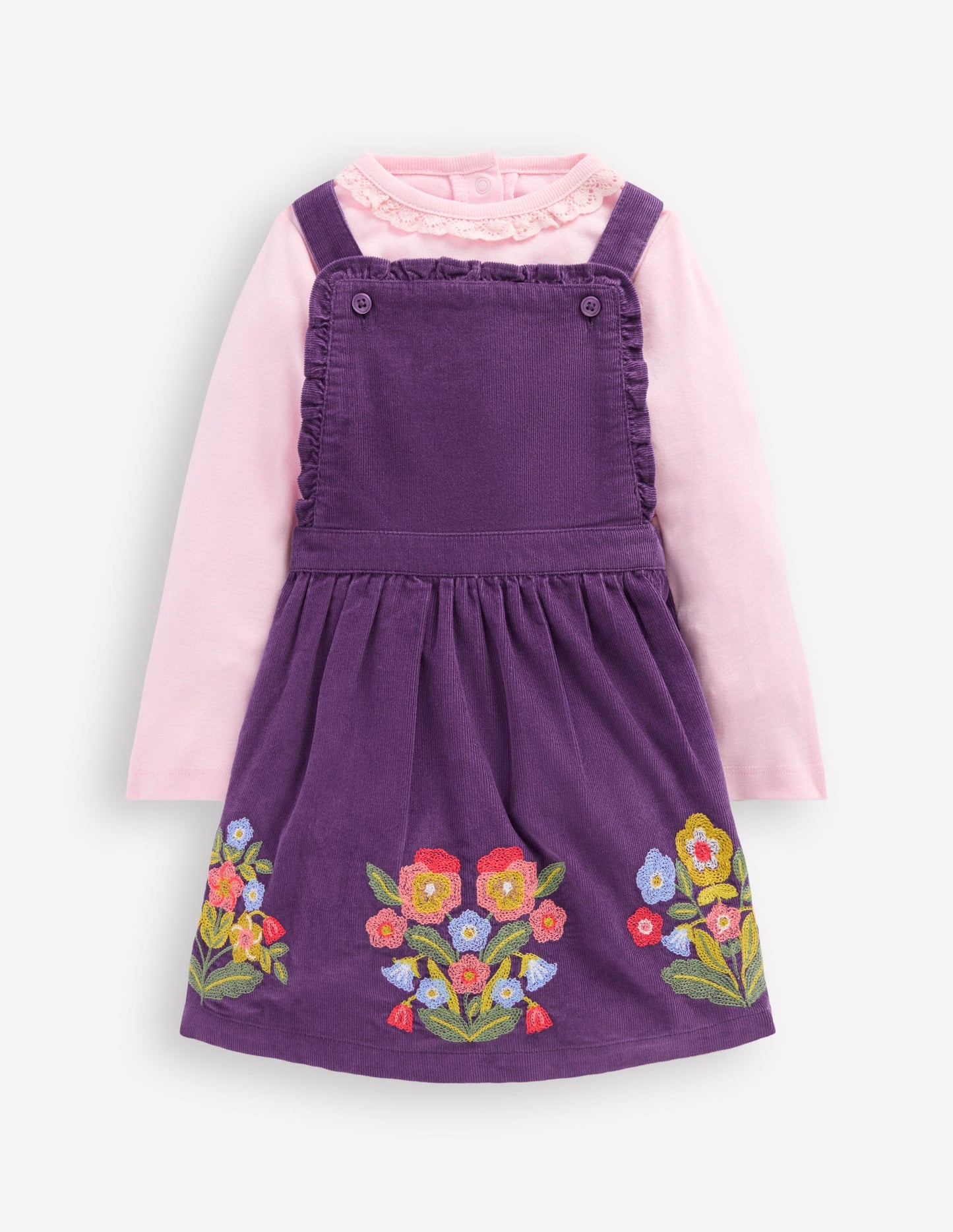 Embroidered Woven Pinnie Set-Mystic Purple