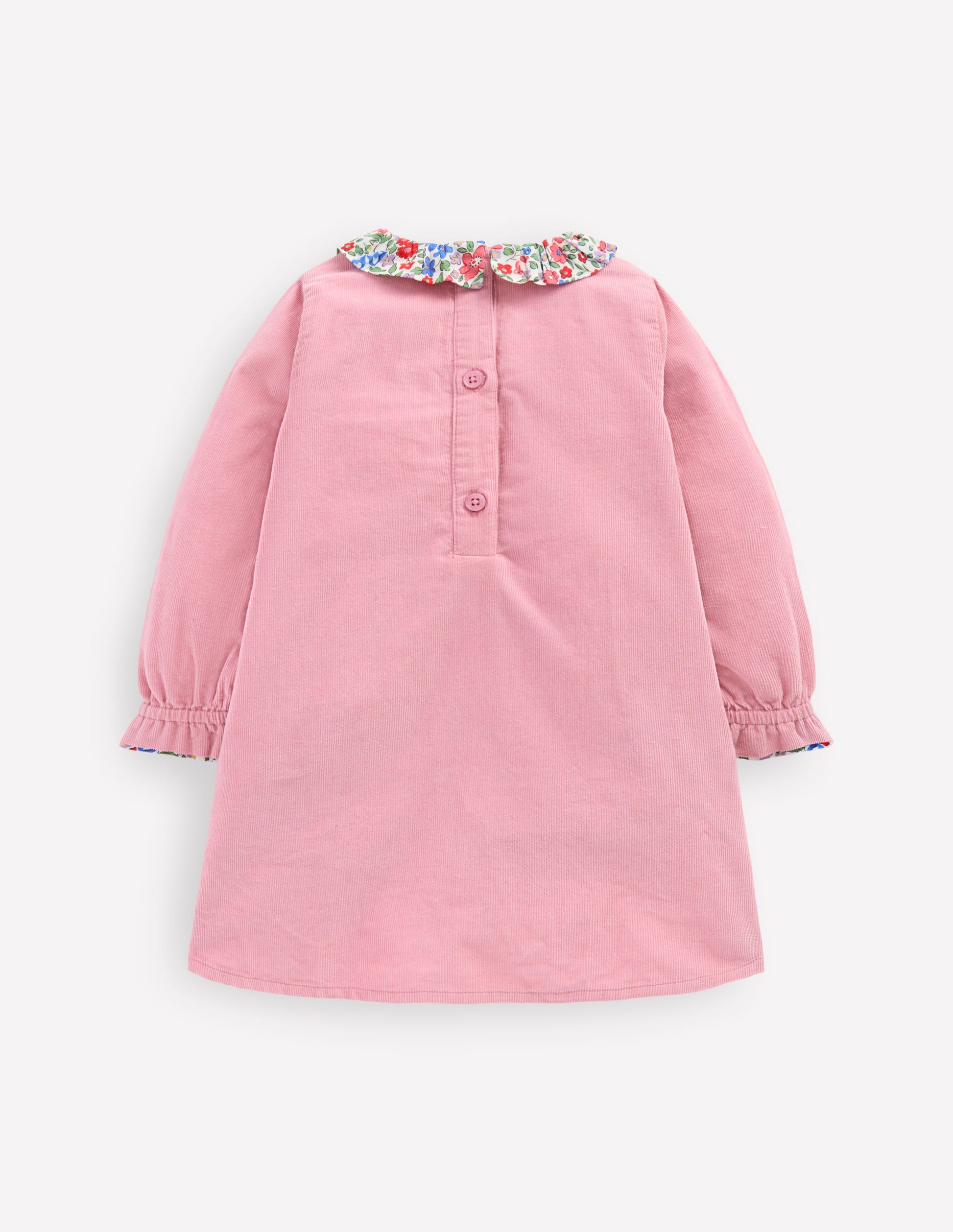 Frill Neck Woven Dress-Rose Pink-2