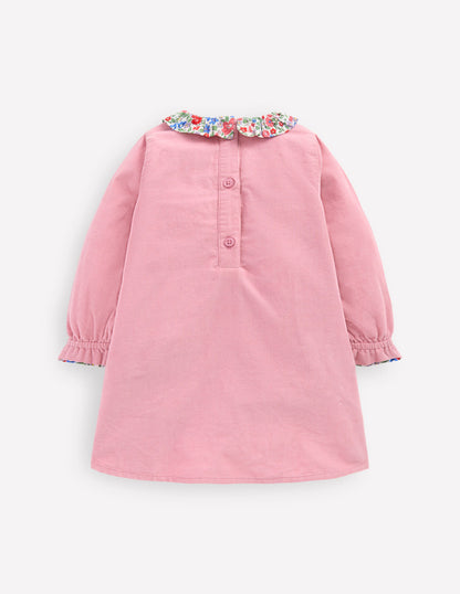 Frill Neck Woven Dress-Rose Pink-2