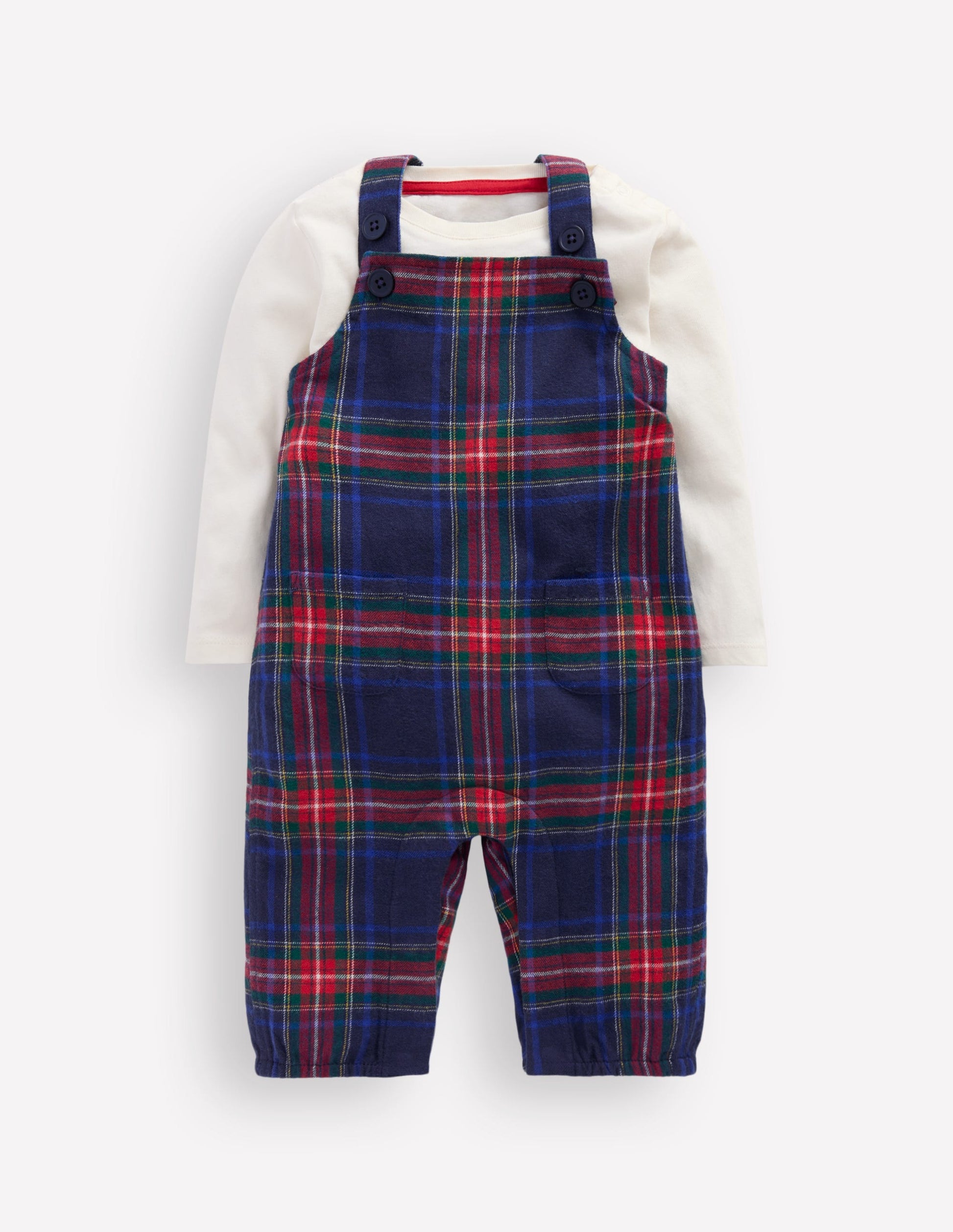 Nostalgic Romper Set-Navy Check-1