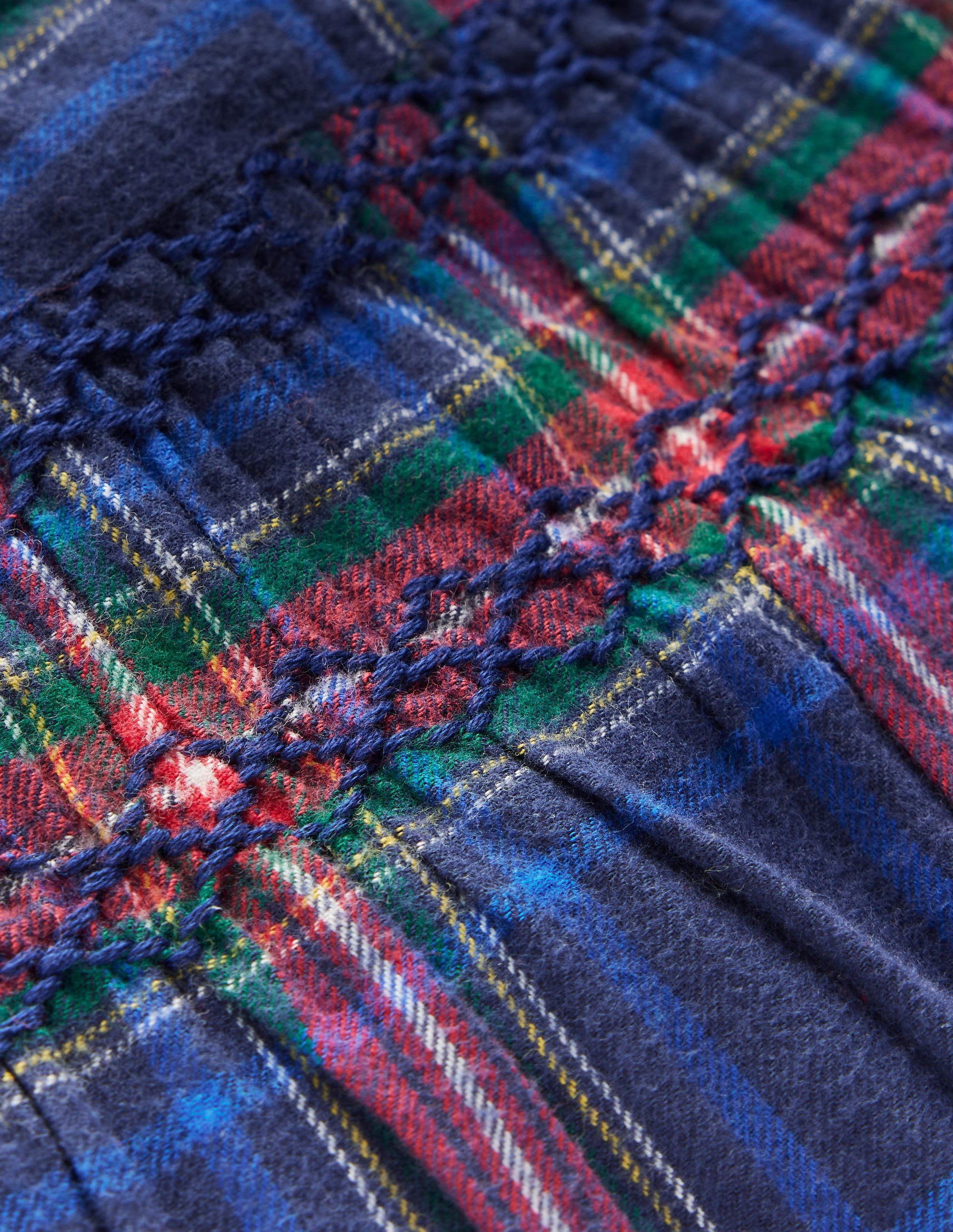 Smocked Occasion Dress-Navy Check-3