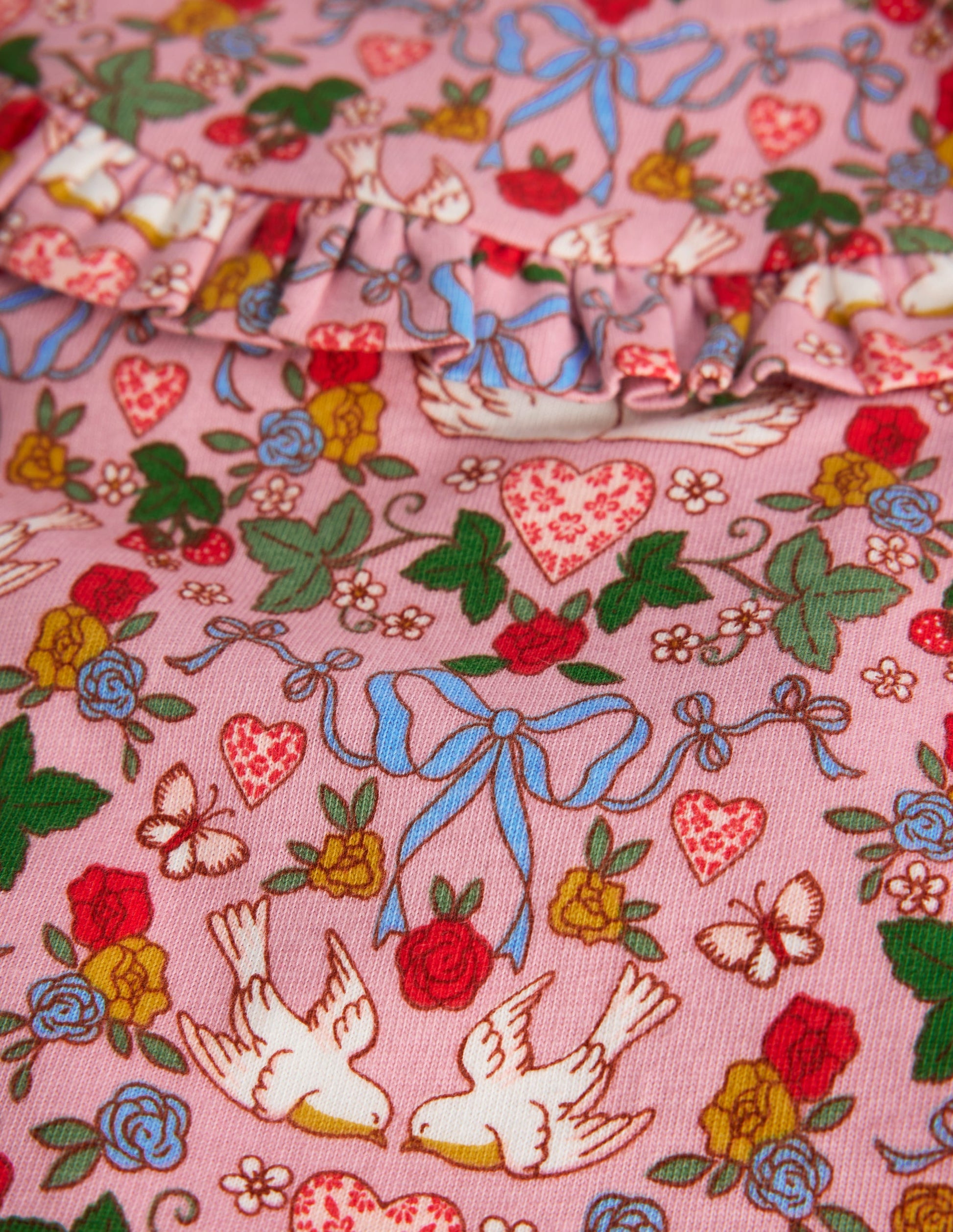Frilly Jersey Play Set-Vintage Pink Birds-3
