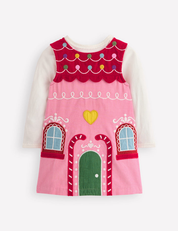 Novelty Cord Dress Set-Gingerbread House