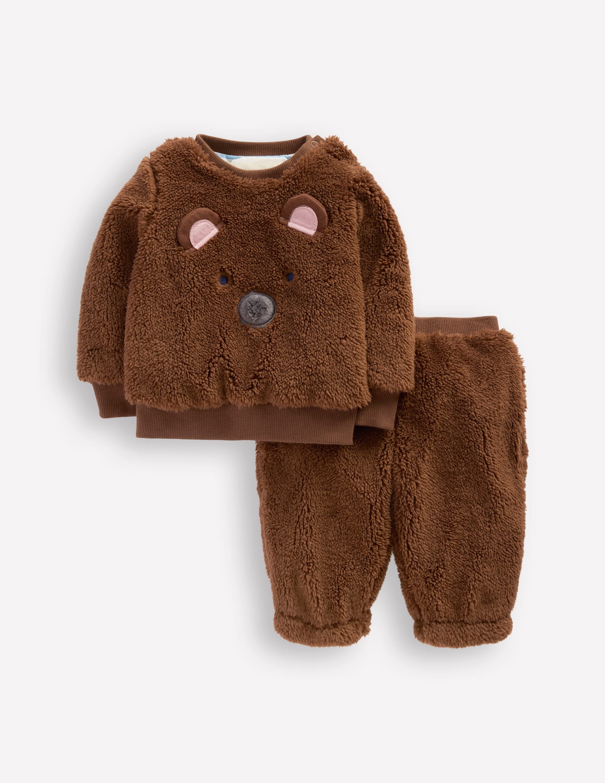 Novelty Borg Sweatshirt Set-Brown Bear - Image 1