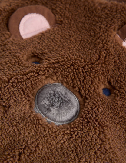 Novelty Borg Sweatshirt Set-Brown Bear-3