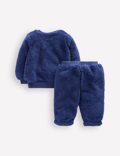 Novelty Borg Sweatshirt Set-Navy Penguin-2