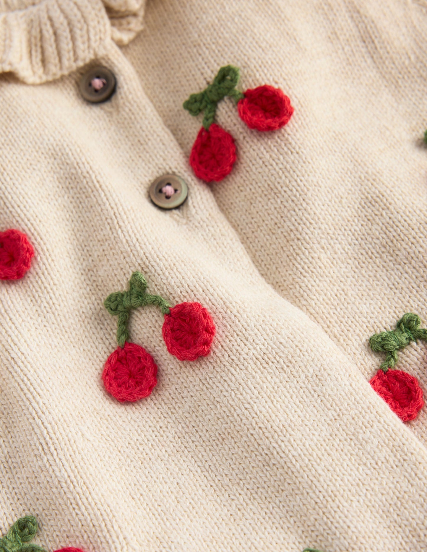 Pretty Frill Cardigan-Oatmeal Marl Cherries