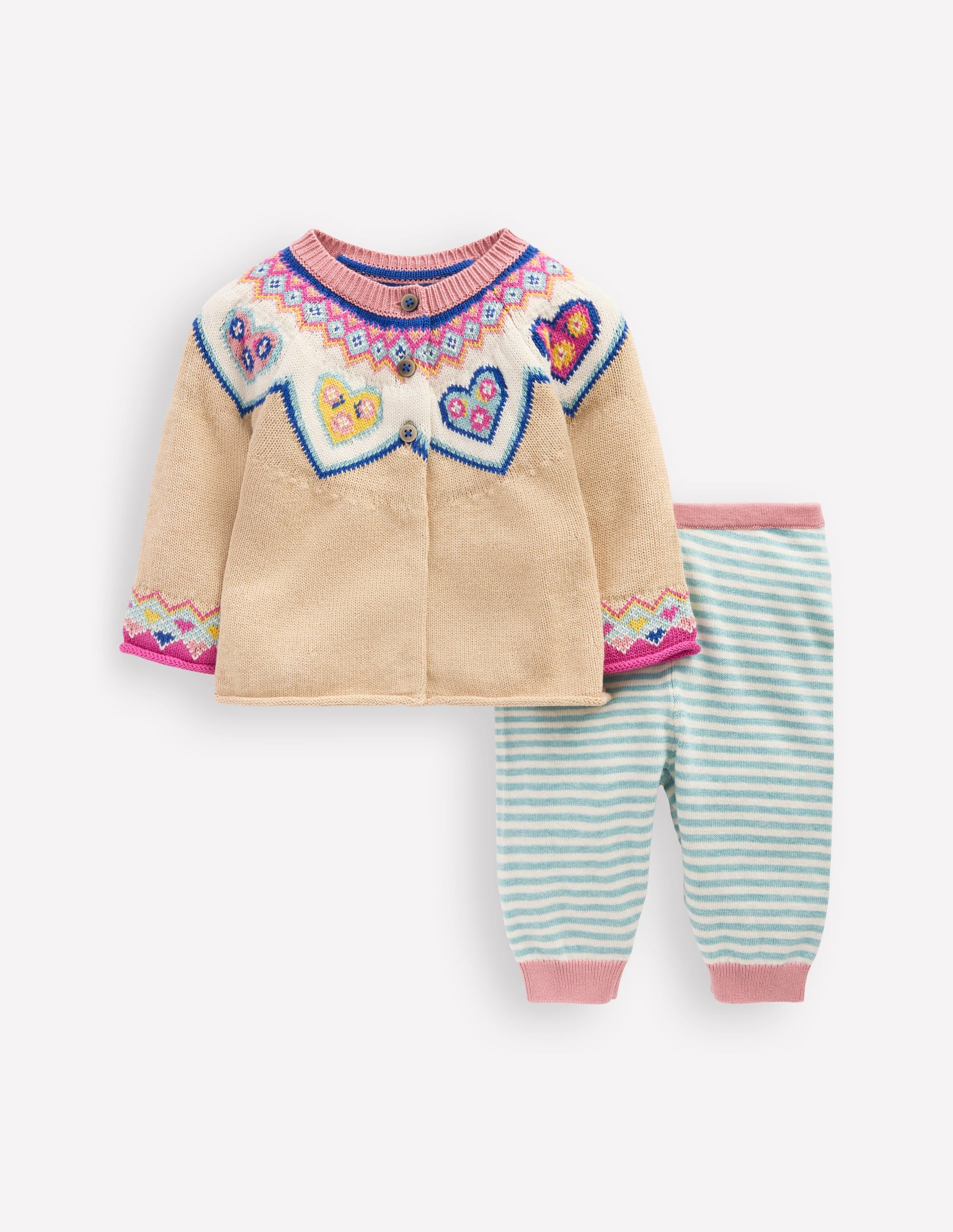 Knitted Play Set-Oatmeal Hearts - Image 1