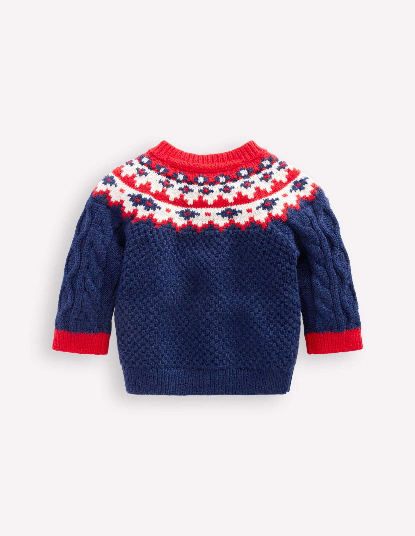 Fair Isle Cable Sweater-College Navy Fair Isle