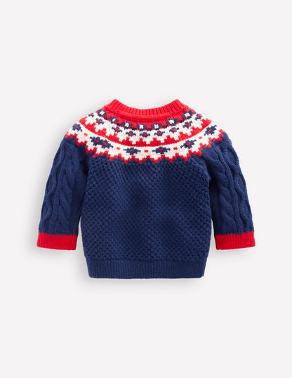 Fair Isle Cable Sweater-College Navy Fair Isle-2