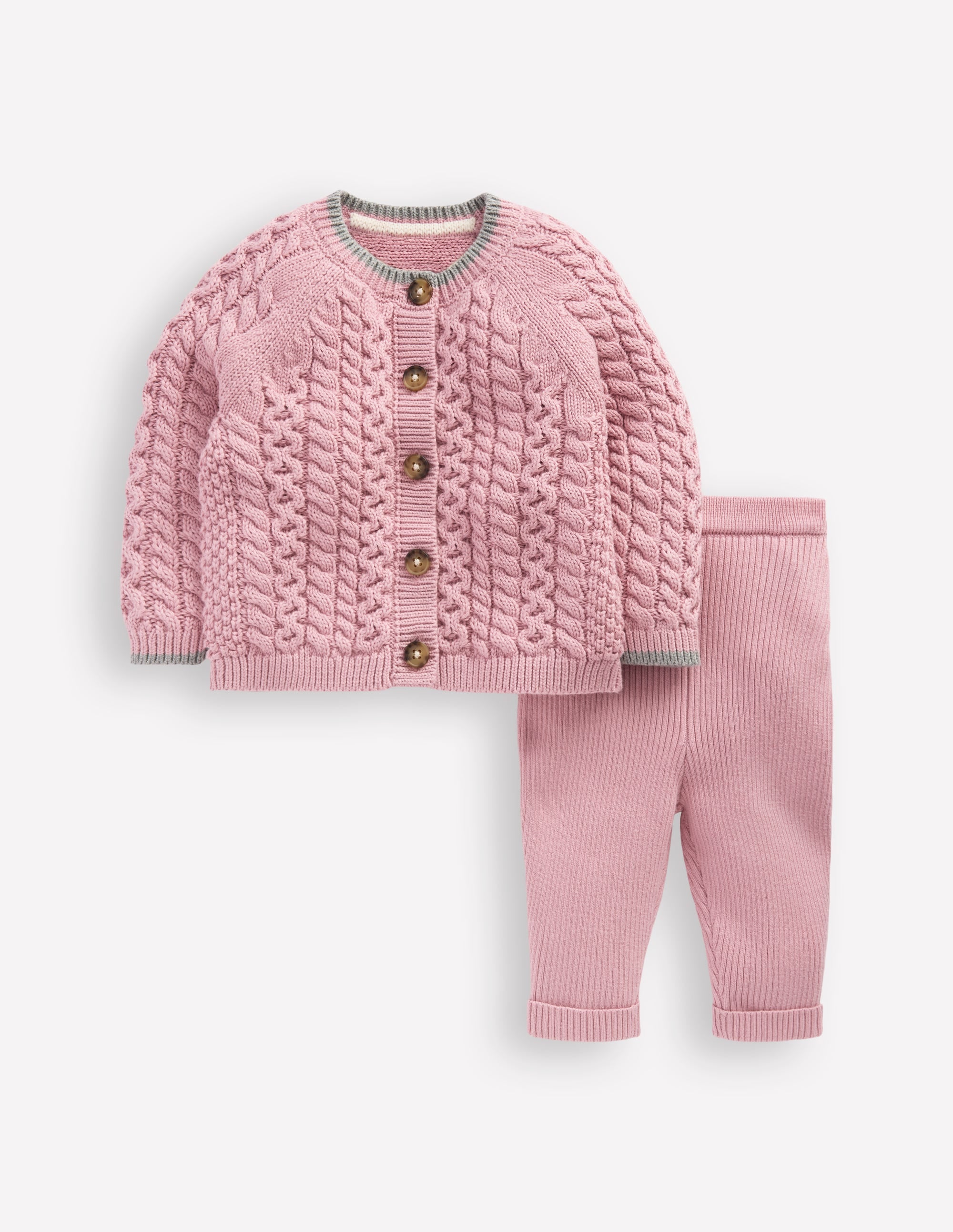 Cable Knitted Play Set-Vintage Pink - Image 1