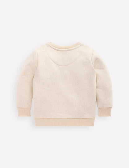 Boys Appliqué Sweatshirt-Oatmeal Marl Dinosaur-2