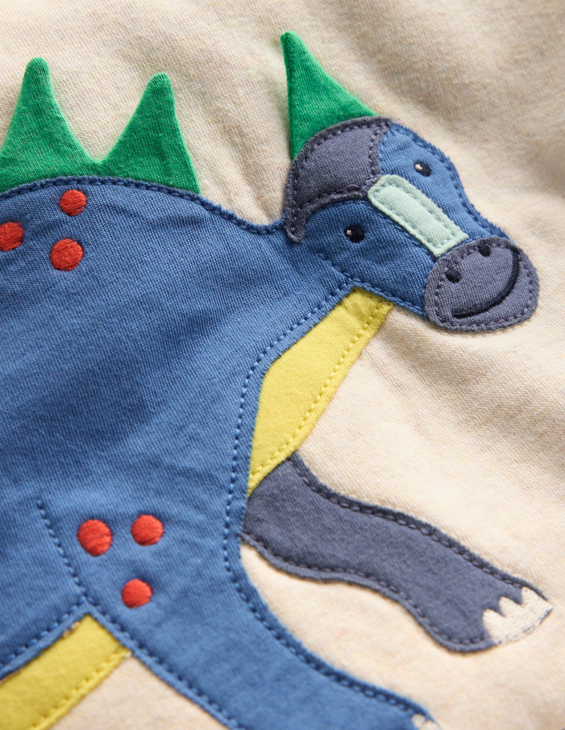 Boys Appliqué Sweatshirt-Oatmeal Marl Dinosaur-3