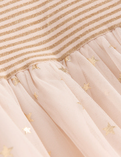 Jersey Tulle Dress-Soft Ivory/Gold Confetti-3