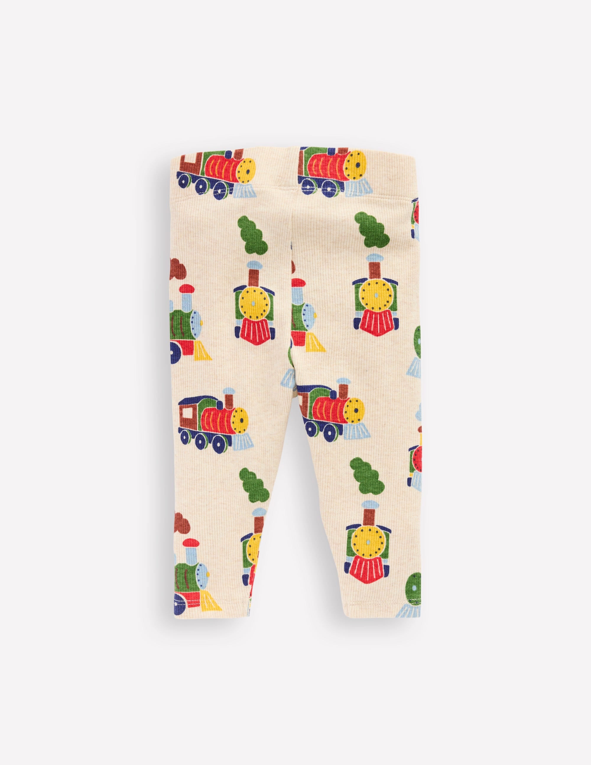 3-pack Rib Leggings-Oatmeal Marl Trains - Image 1