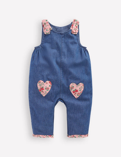 Chambray Romper-Chambray Floral Hearts-1