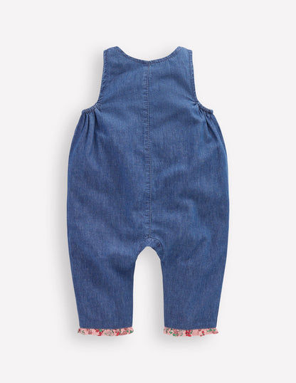 Chambray Romper-Chambray Floral Hearts-2