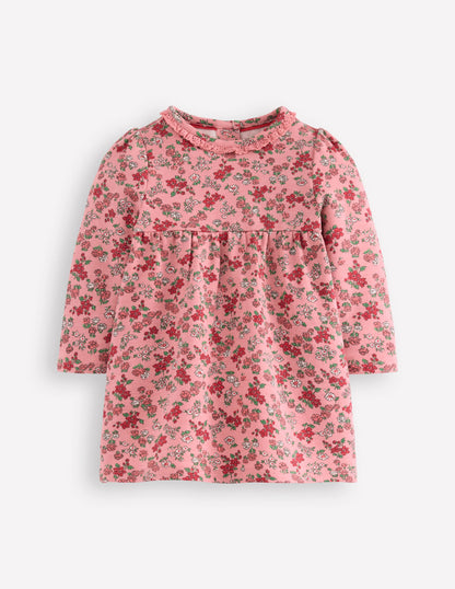 Sweatshirt Dress-Strawberry Pink Flower Meadow-1