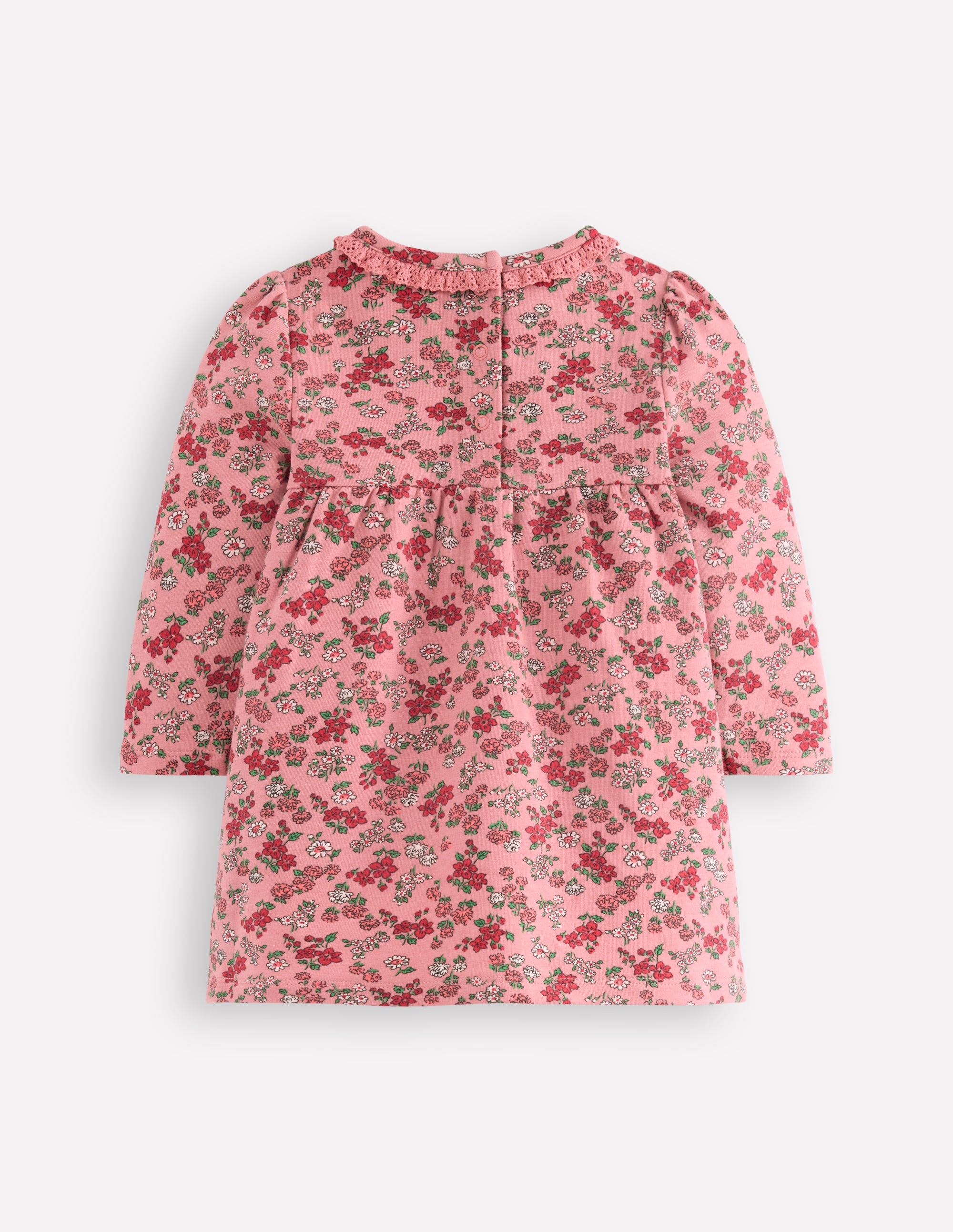 Sweatshirt Dress-Strawberry Pink Flower Meadow - Image 2