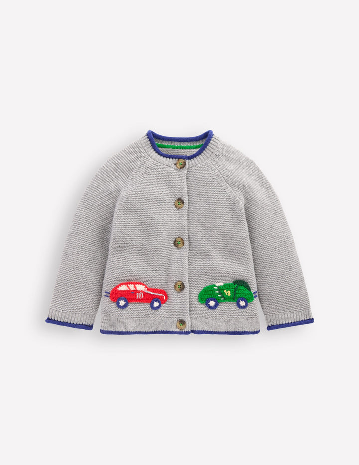 Novelty Logo Cardigan-Grey Marl Cars