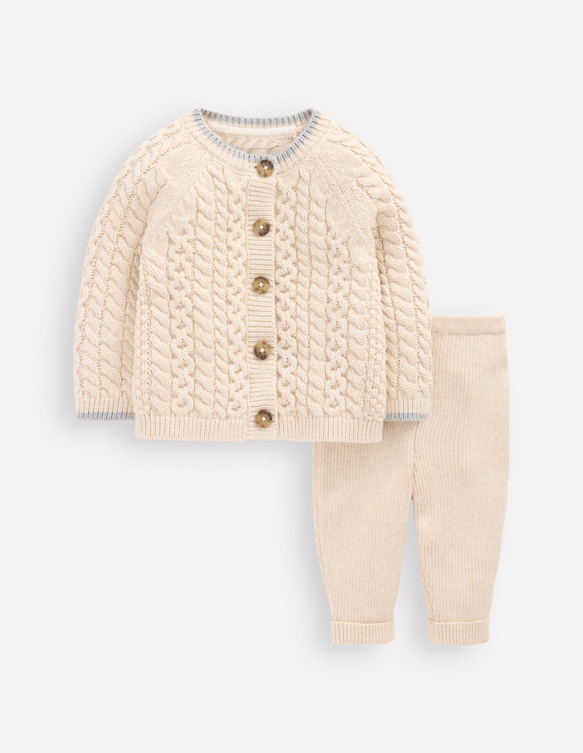 Cable Knitted Play Set-Oatmeal Marl-1
