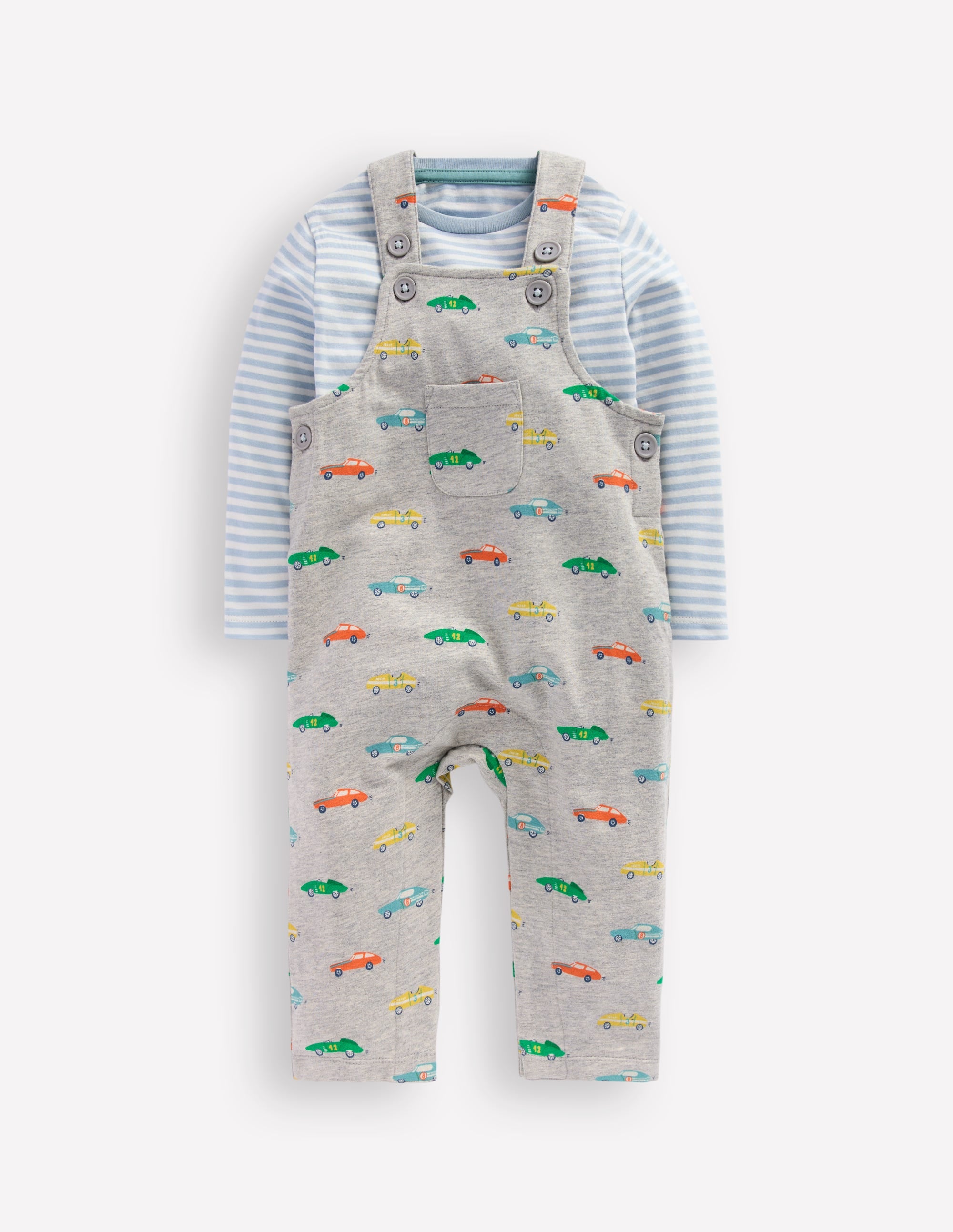 Jersey Overalls Set-Grey Marl Cars - Image 1