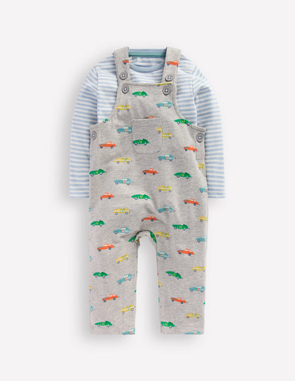 Jersey Overalls Set-Grey Marl Cars-1