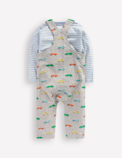 Jersey Overalls Set-Grey Marl Cars-2