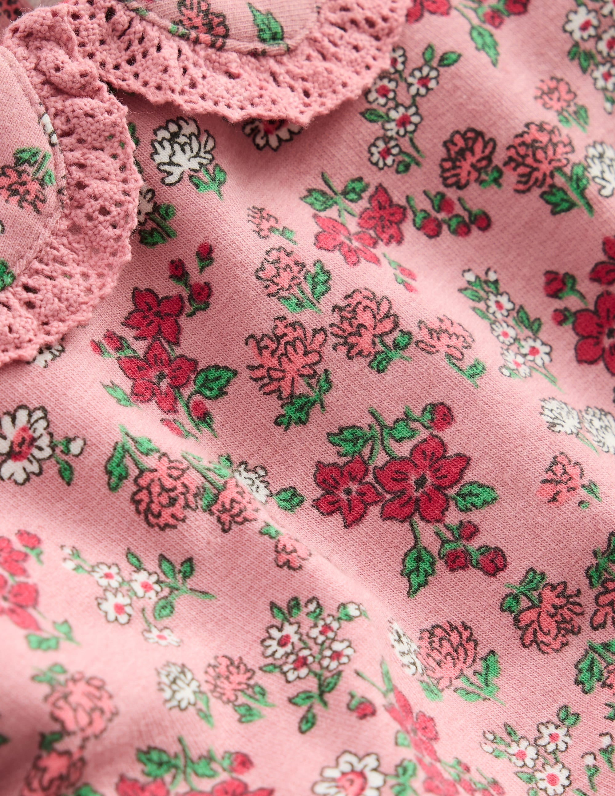 Pretty Collar Sweat Set-Pink Floral - Image 3
