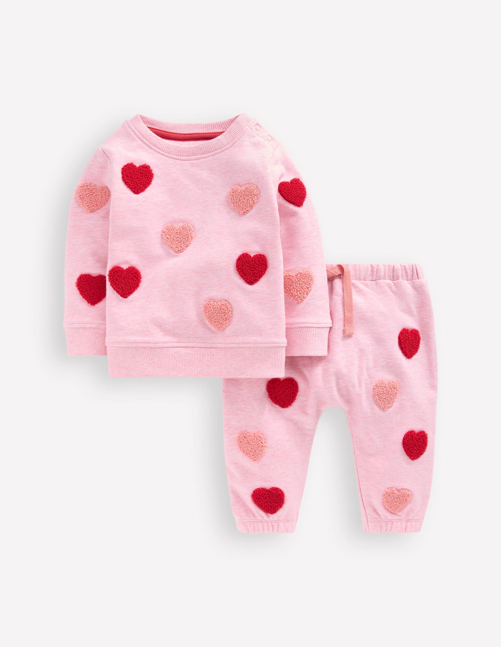 Applique Sweatshirt Set-Pink Marl Hearts-1