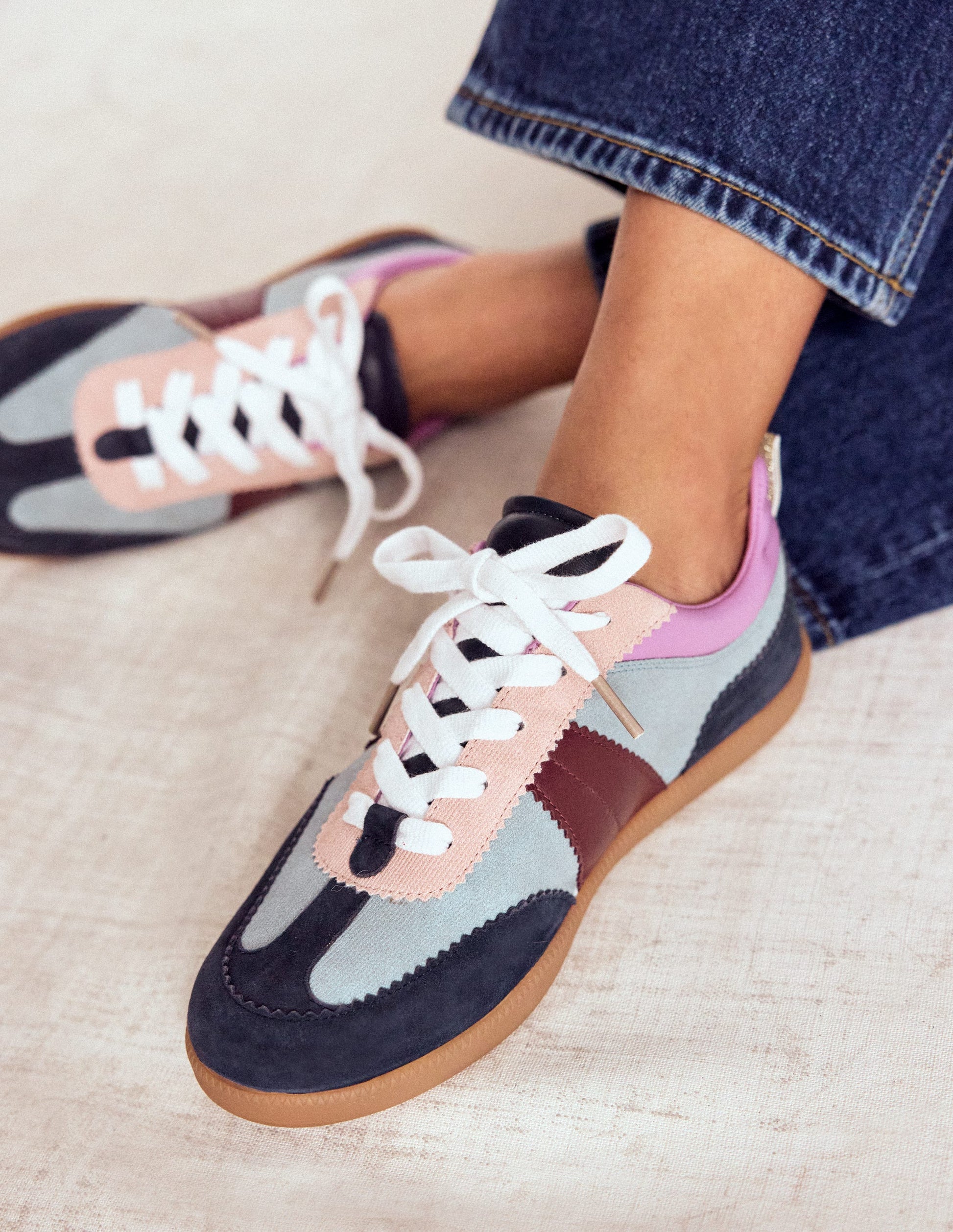 Erin Retro Tennis Trainers-Cord Colourblock-2