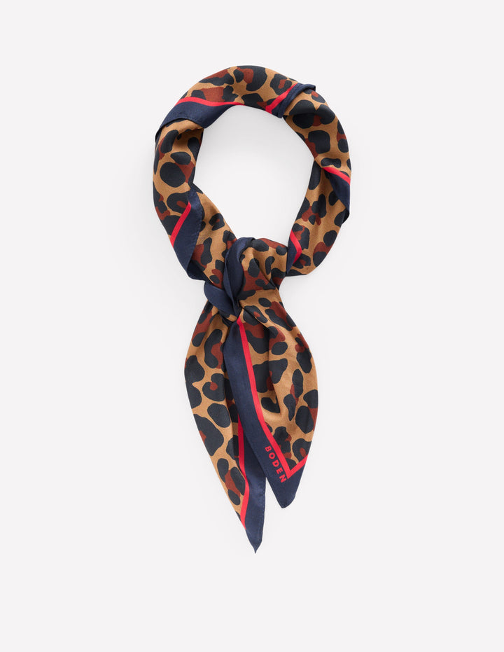 Silk Square Scarf-Multi, Cheetah Pop