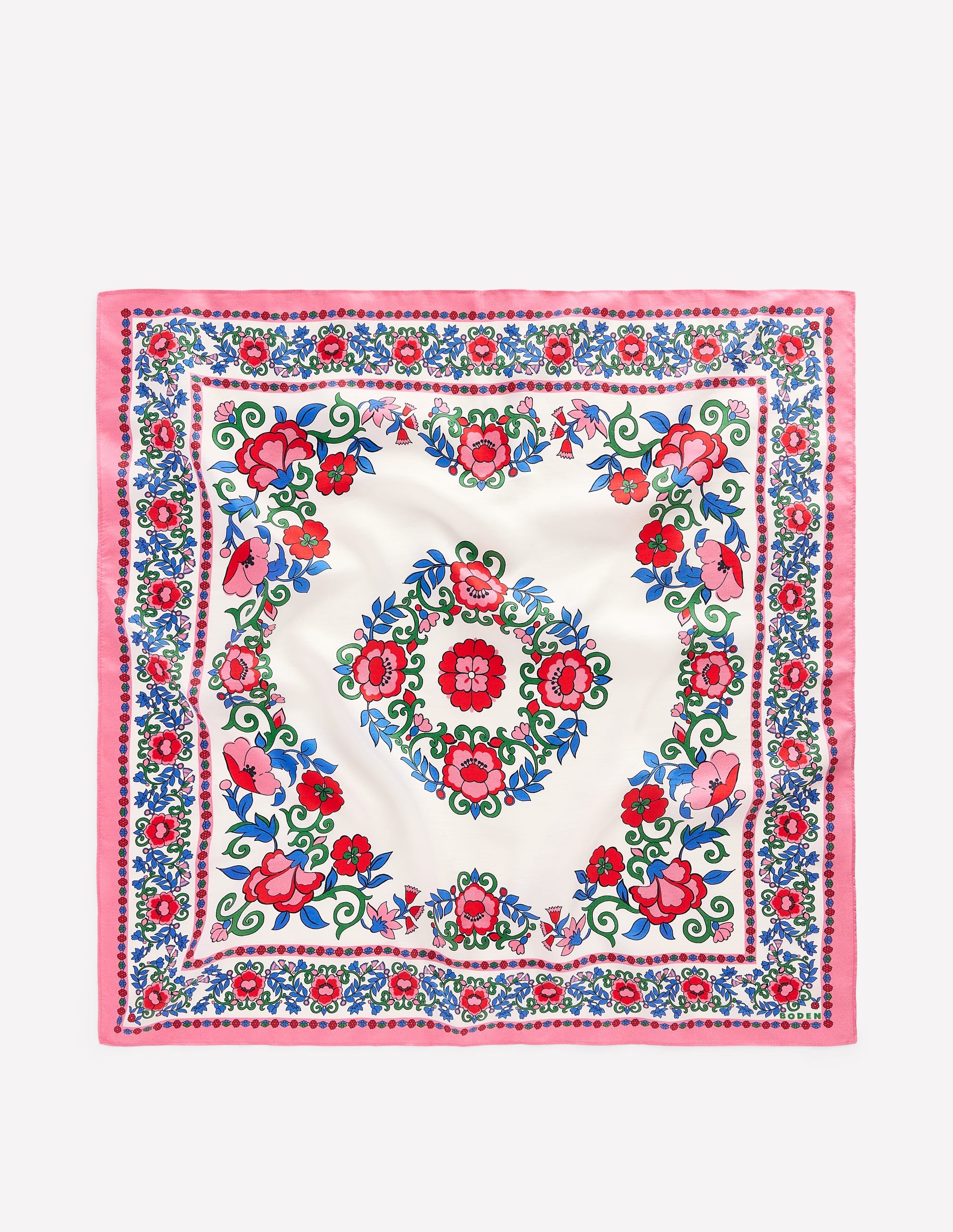 Elisabeth Silk Square Scarf-Multi, Ornamental Lattice - Image 3