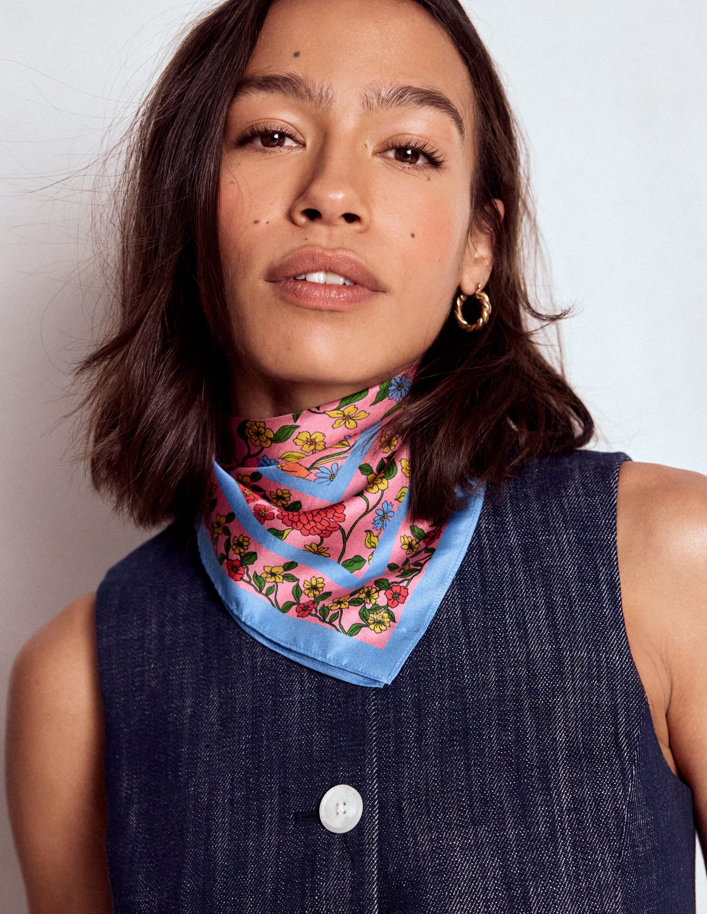 Silk Square Scarf-Multi, Dahlia Trail Scarf