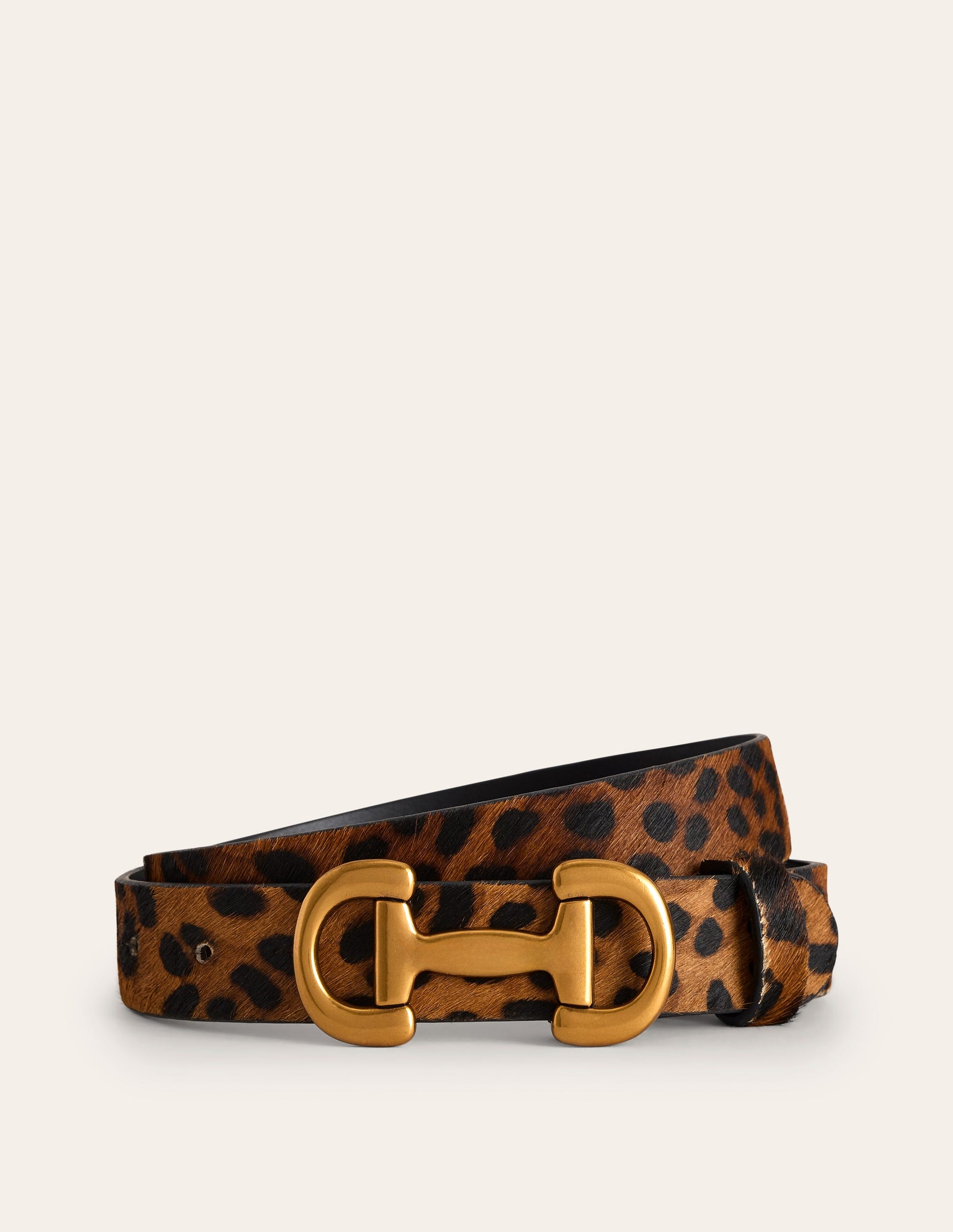 Iris Snaffle-Trim Leather Belt-Leopard-1