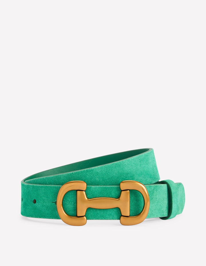Iris Snaffle-Trim Leather Belt-Rich Emerald