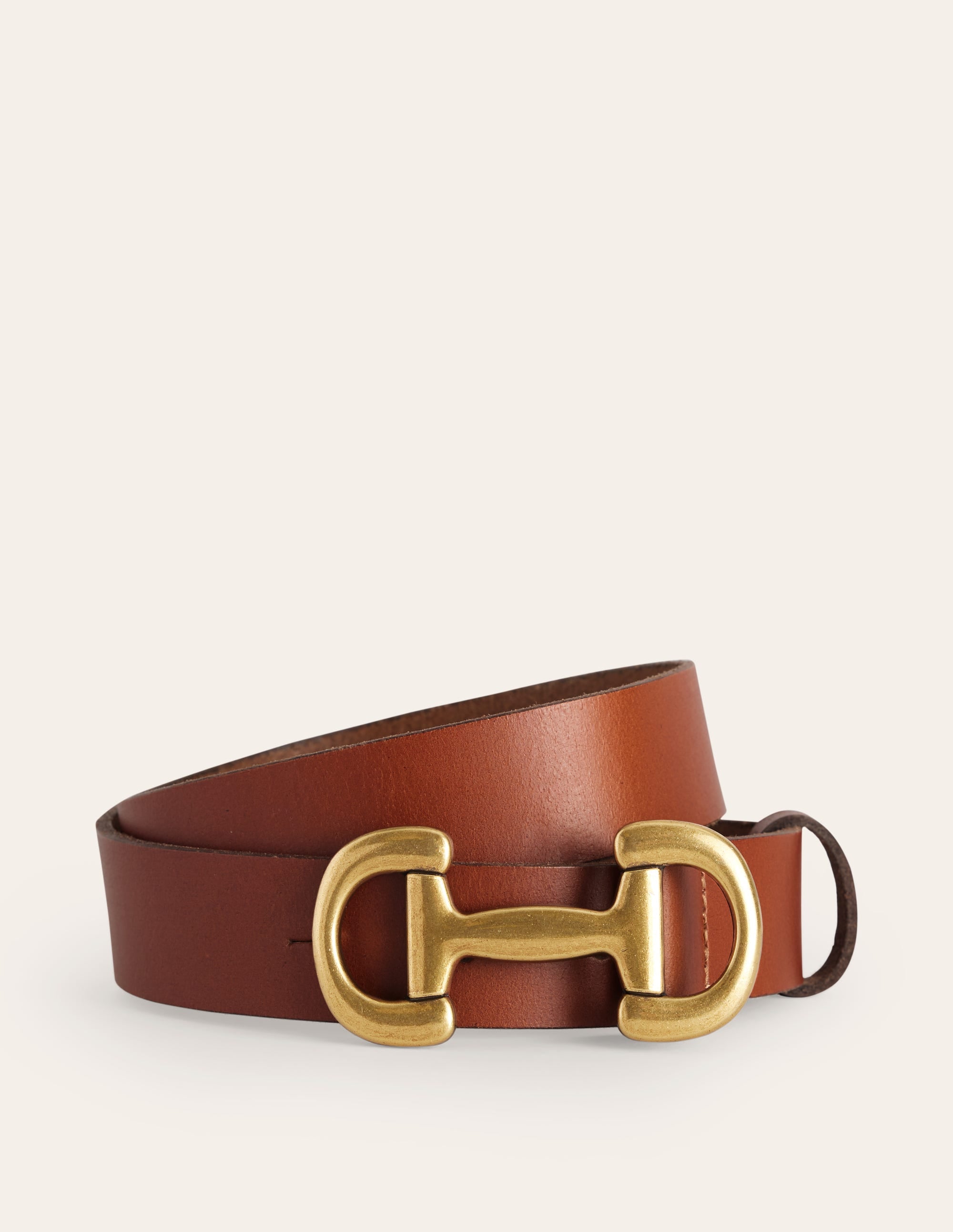 Iris Snaffle-Trim Leather Belt-Tan - Image 1
