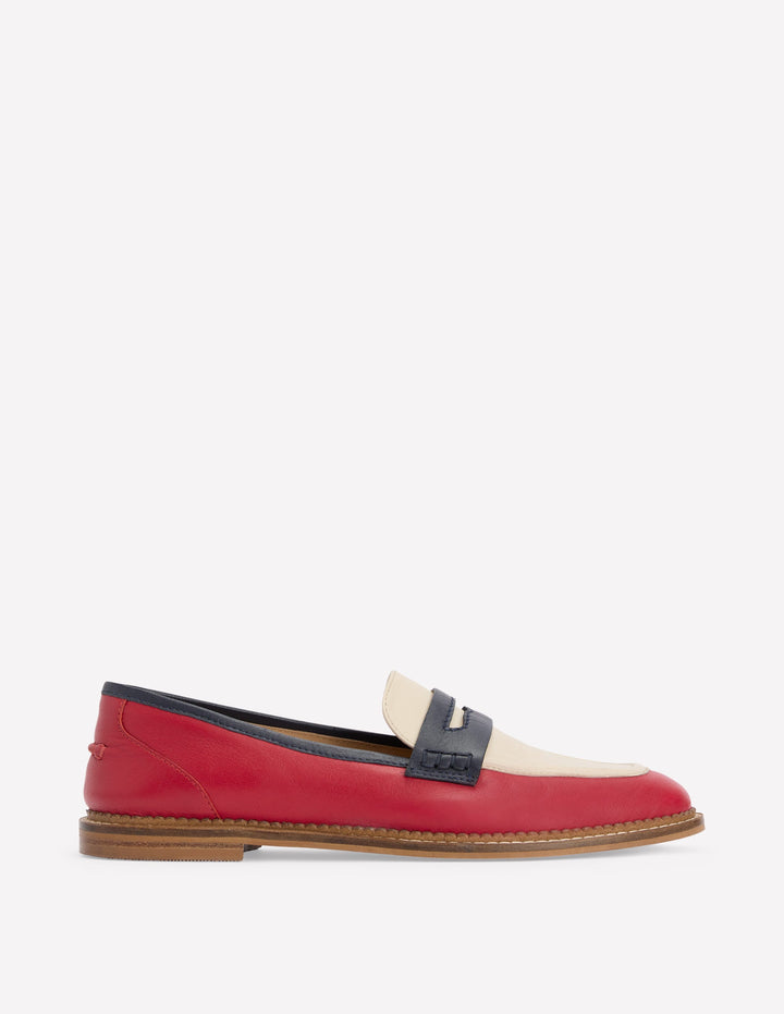 Nya Penny Loafers-Pillarbox Red/Navy