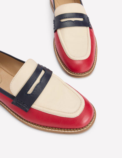 Nya Penny Loafers-Pillarbox Red/Navy-4