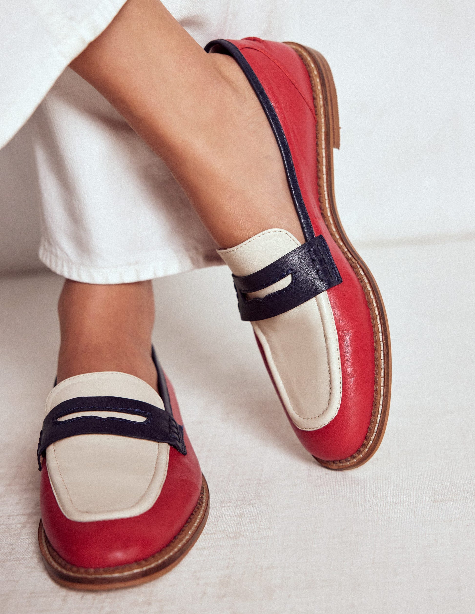 Nya Penny Loafers-Pillarbox Red/Navy-2