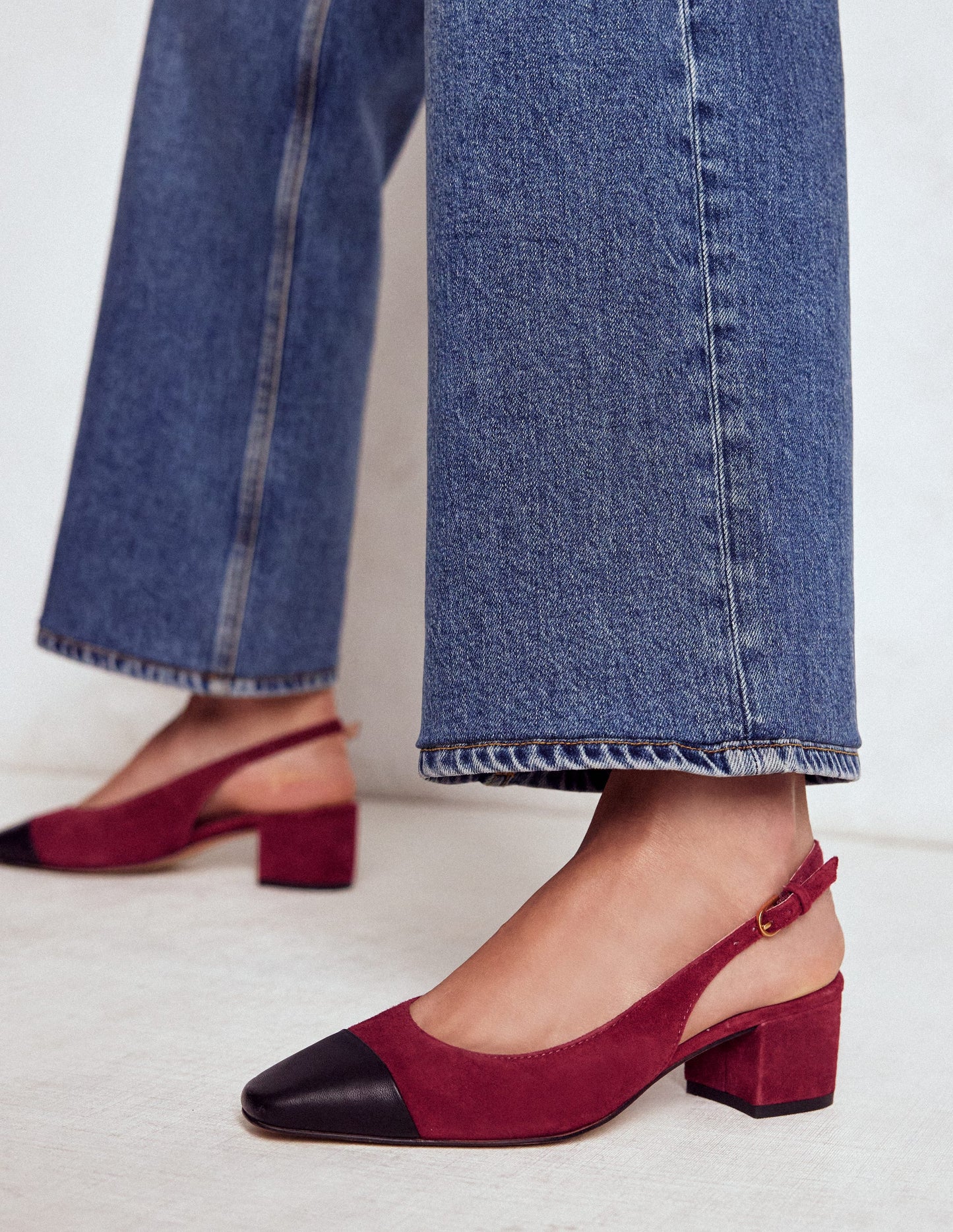 Ailsa Block Heel Slingbacks-Oxblood