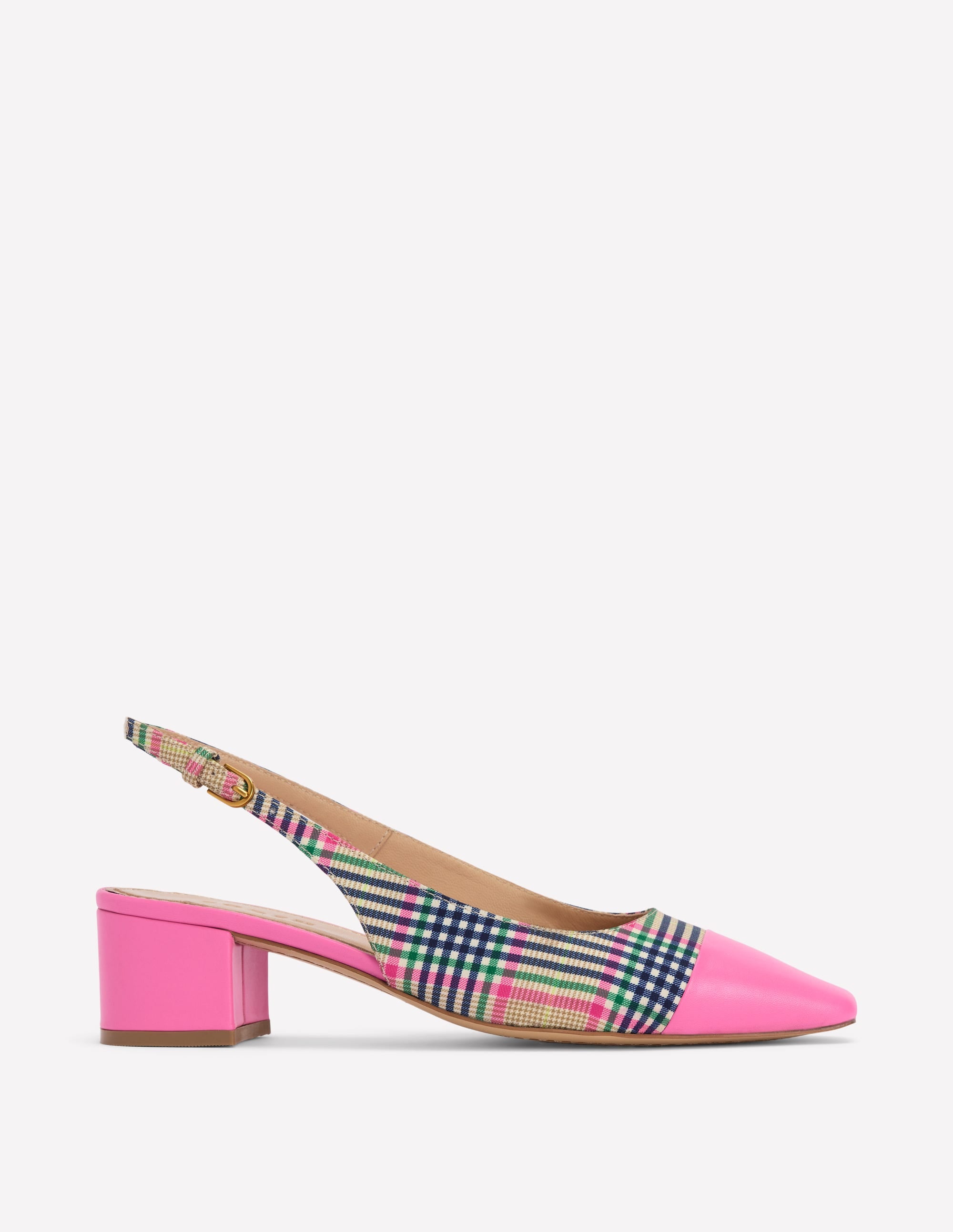 Ailsa Block Heel Slingbacks-Multi Check - Image 1