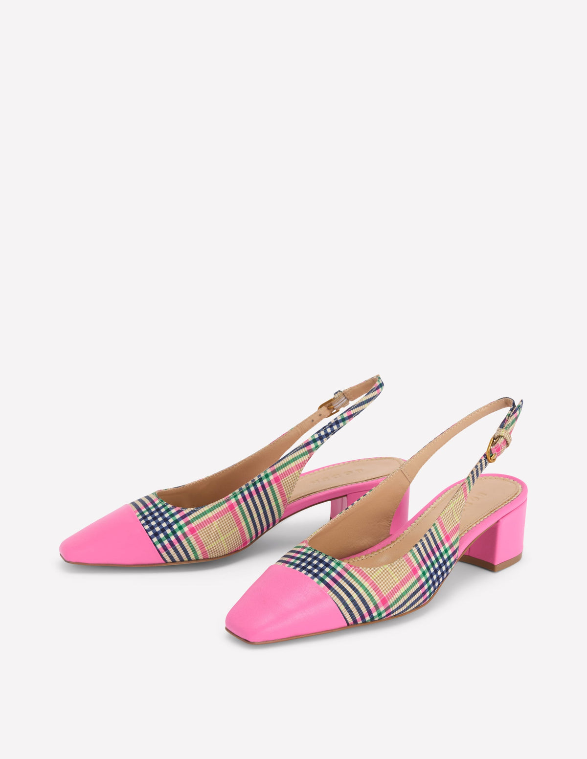 Ailsa Block Heel Slingbacks-Multi Check - Image 3