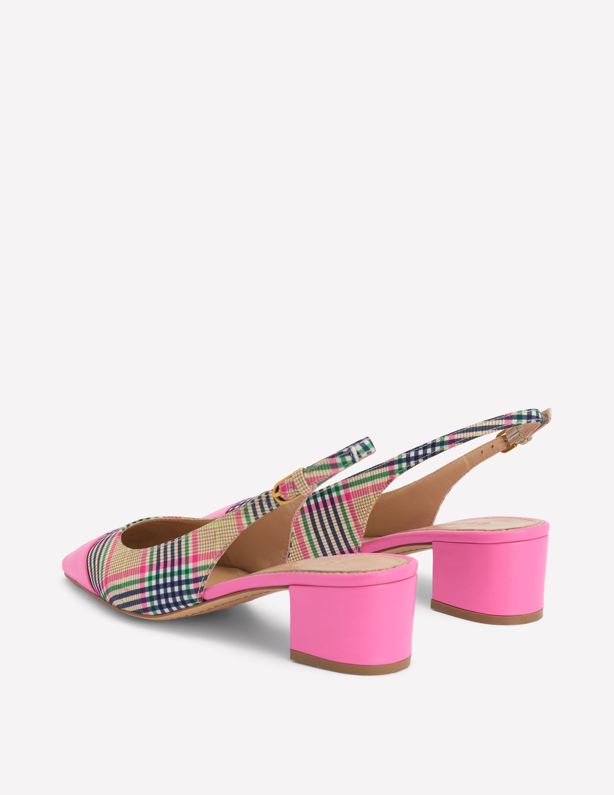 Ailsa Block Heel Slingbacks-Multi Check - Image 5