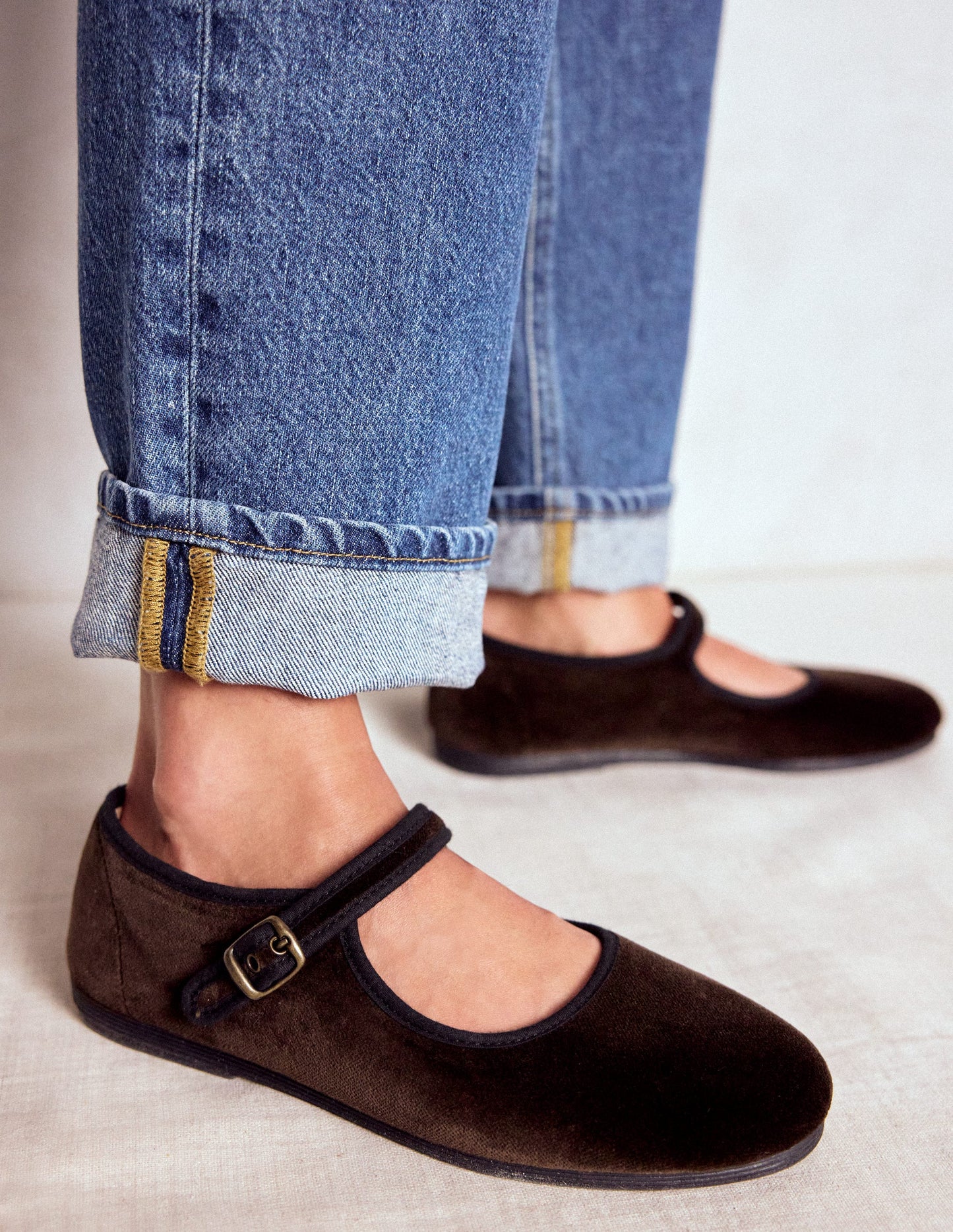 Flexi Mary Jane-Chocolate Velvet Boden USA - Main Image