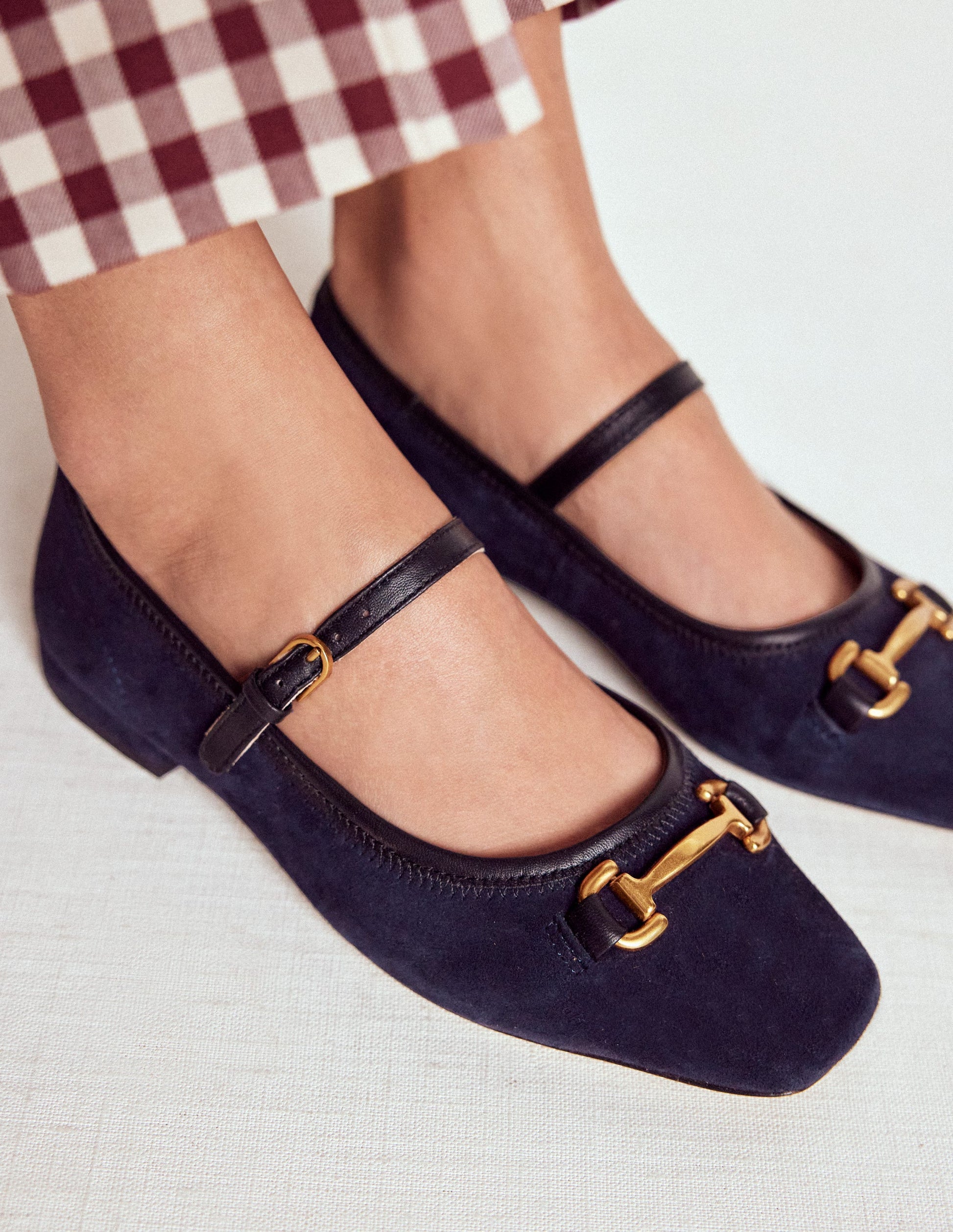 Iris Snaffle Mary Jane Flats-Dark Navy-2