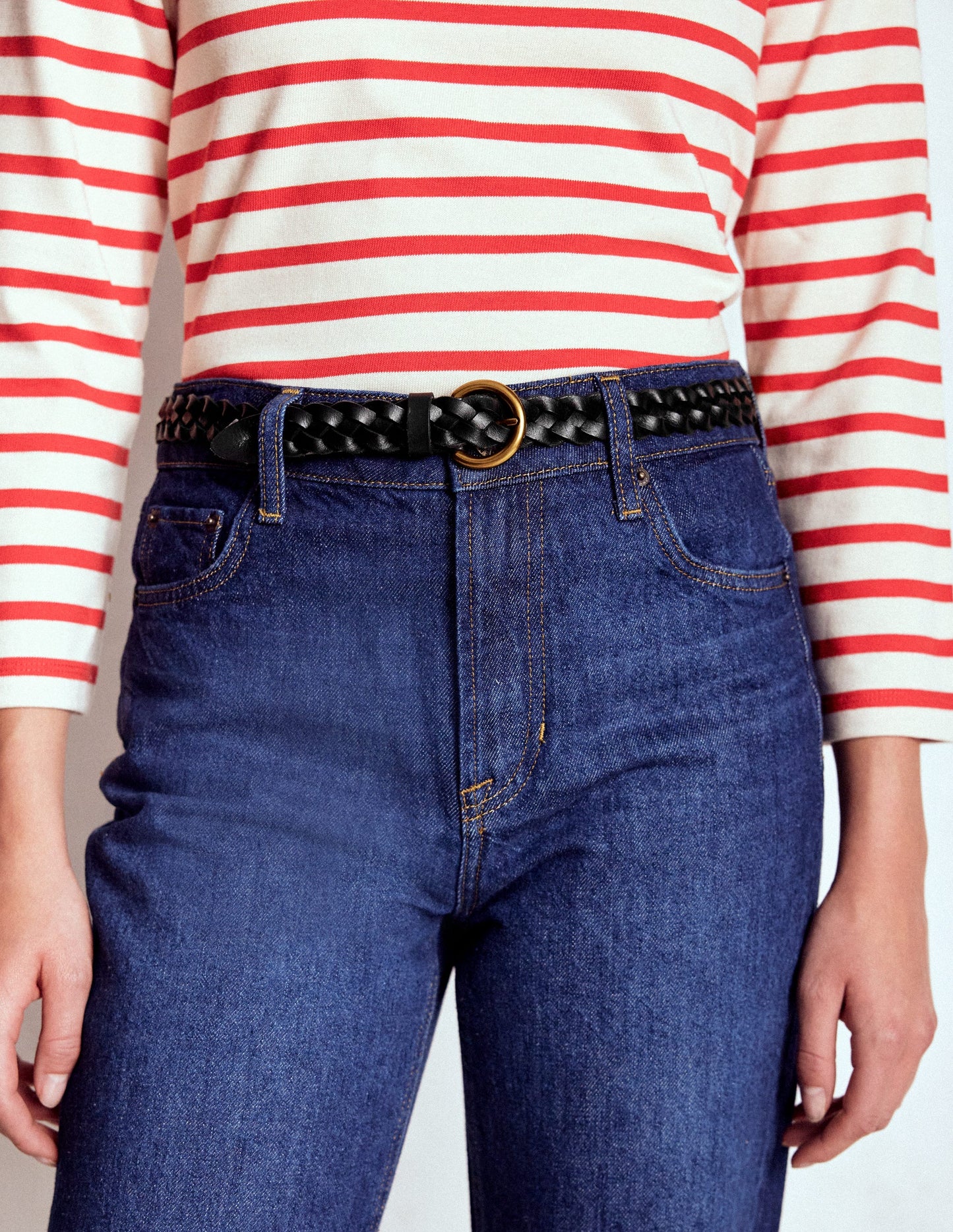 Skinny Plaited Belt-Black