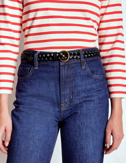 Skinny Plaited Belt-Black-2